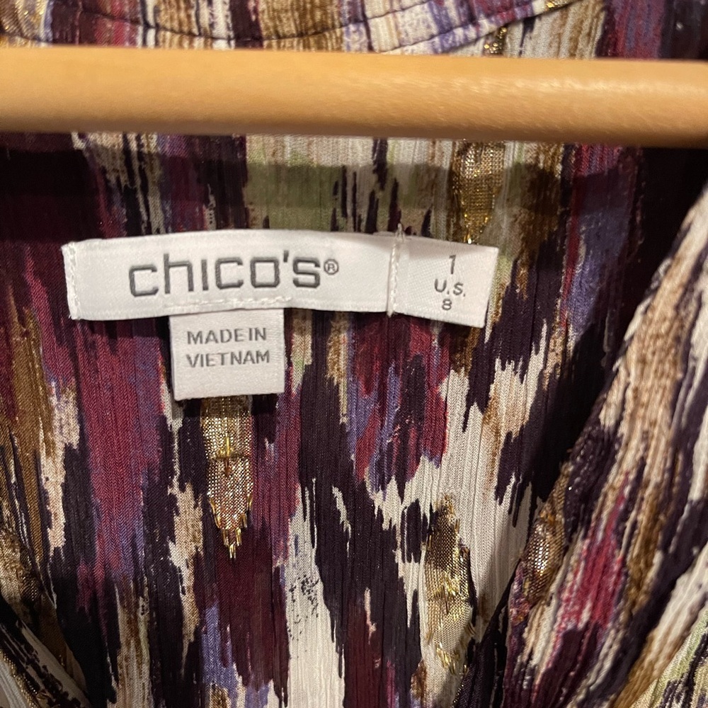Chico's Artistic Purple and Gold Blouse 8 - Picture 4 of 7